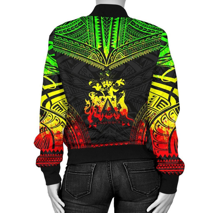 FUNSTUFFPRINTINT Norfolk Island Polynesian Chief Women’S Bomber Jacket – Reggae Version – Bn10 3D Bomber Jacket