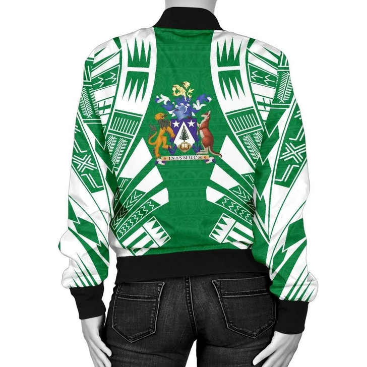 FUNSTUFFPRINTINT Norfolk Island Women Bomber Jacket – Polynesian Tattoo Flag – BN0110 3D Bomber Jacket