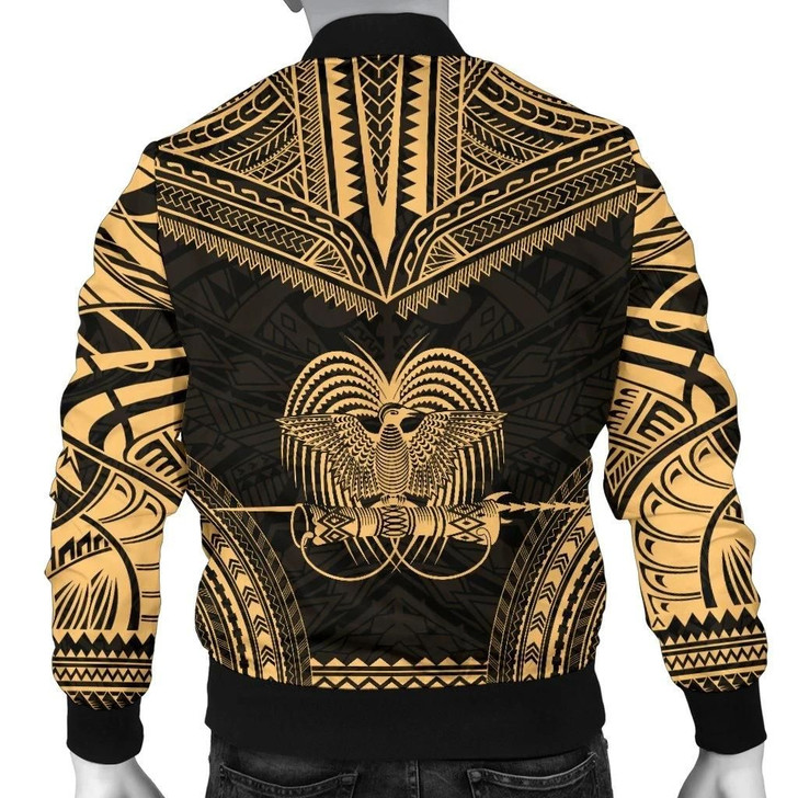 FUNSTUFFPRINTINT Papua New Guinea Polynesian Chief Men’s Bomber Jacket – Gold Version – Bn10 3D Bomber Jacket