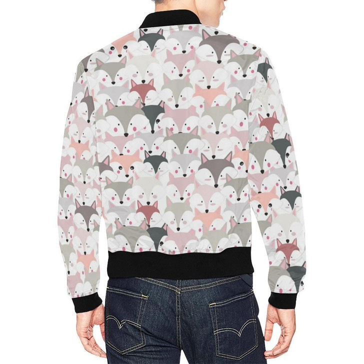 FUNSTUFFPRINTINT Pattern Print Fox Mens 3D Bomber Jacket
