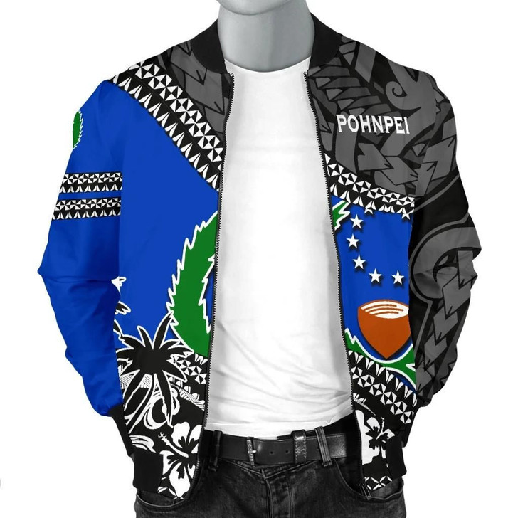 FUNSTUFFPRINTINT Pohnpei Men’s Bomber Jacket Fall In Wave K7 3D Bomber Jacket