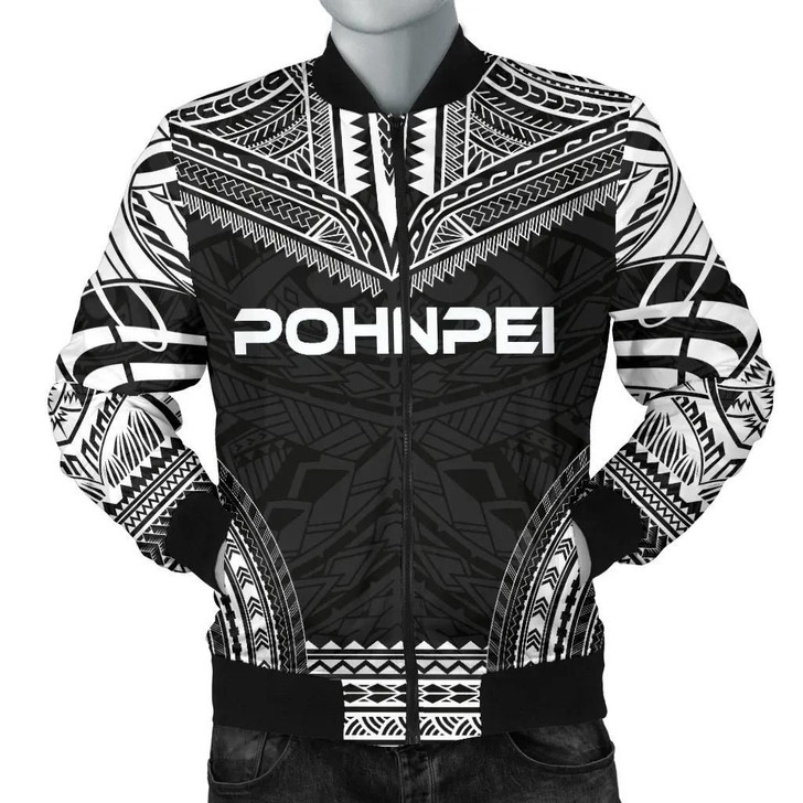 FUNSTUFFPRINTINT Pohnpei Polynesian Chief Men’s Bomber Jacket – Black Version – Bn10 3D Bomber Jacket