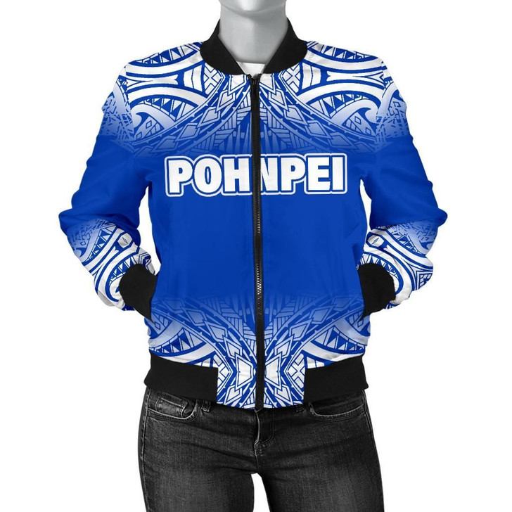 FUNSTUFFPRINTINT Pohnpei Women’s Bomber Jacket – Fog Blue Style – BN09 3D Bomber Jacket