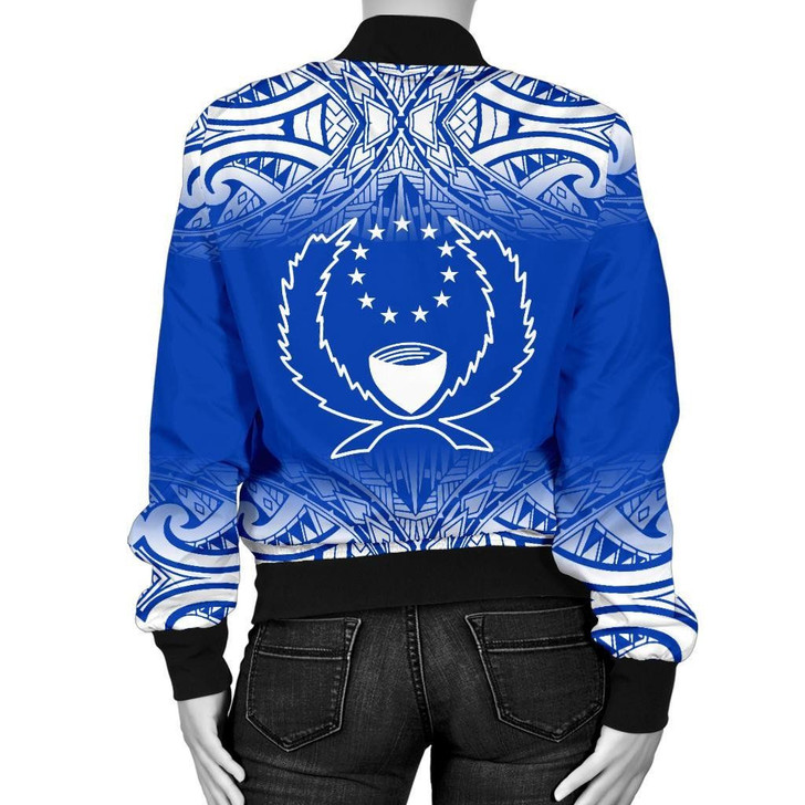 FUNSTUFFPRINTINT Pohnpei Women’s Bomber Jacket – Fog Blue Style – BN09 3D Bomber Jacket