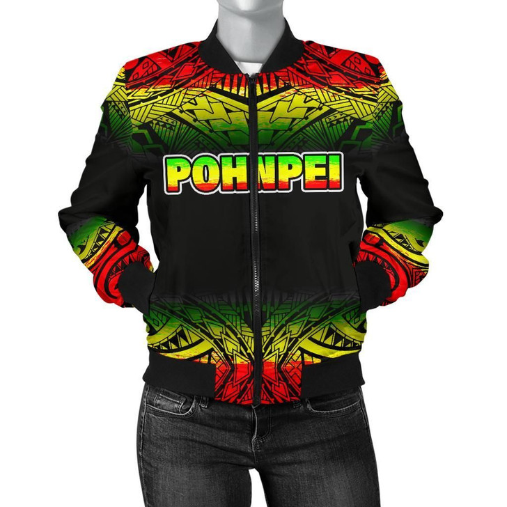 FUNSTUFFPRINTINT Pohnpei Women’s Bomber Jacket – Fog Reggae Style – BN09 3D Bomber Jacket