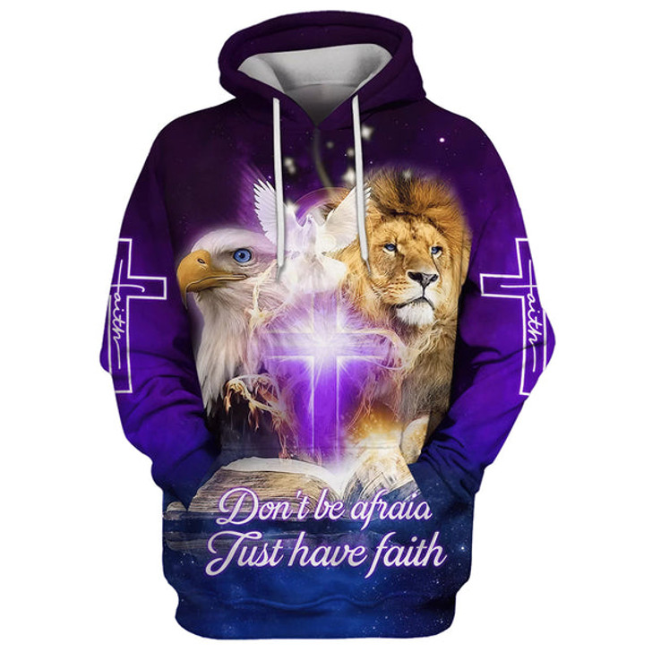 FUNSTUFFPRINT 3D Do Not Be Afraid Just Have Faith Hoodies Eagle Lion Dove Jesus Cross 3D Hoodie and Zip Hoodie