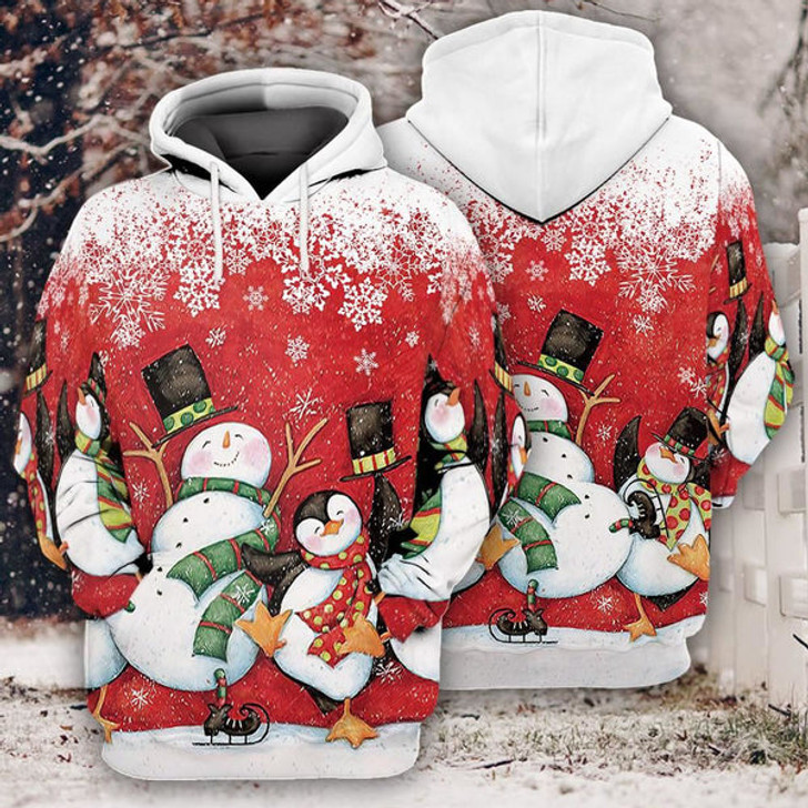 FUNSTUFFPRINT 3D Snowman Christmas All Over 3D Hoodie and Zip Hoodie