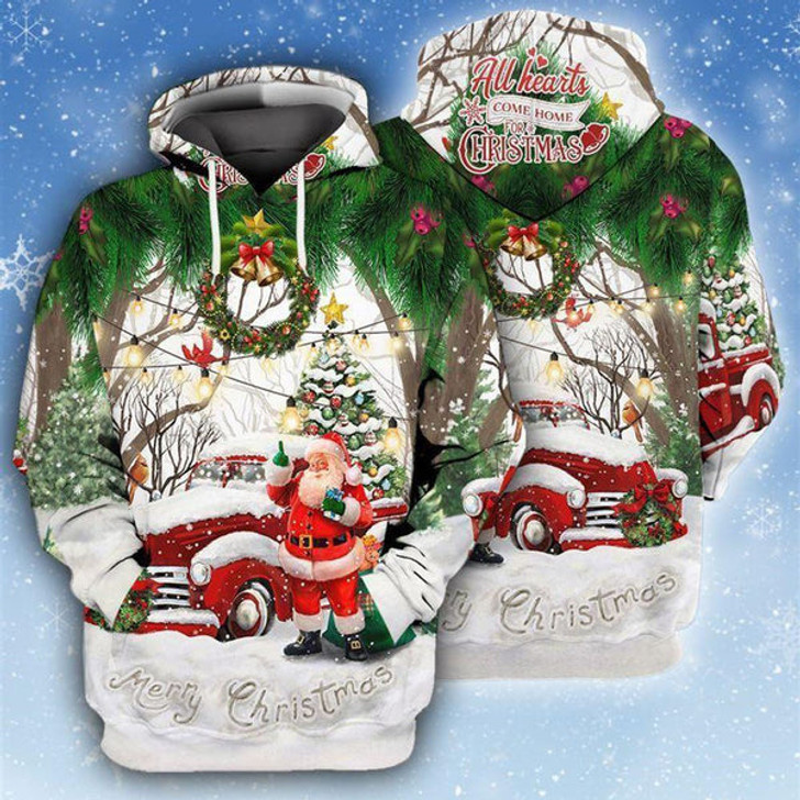 FUNSTUFFPRINT 3DSanta Claus Merry Christmas 4 All Over 3D Hoodie and Zip Hoodie