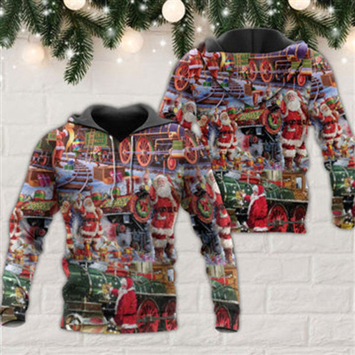 FUNSTUFFPRINT 3D Santa Christmas Snow Village Christmas Spirit Of Giving All Over 3D Hoodie and Zip Hoodie