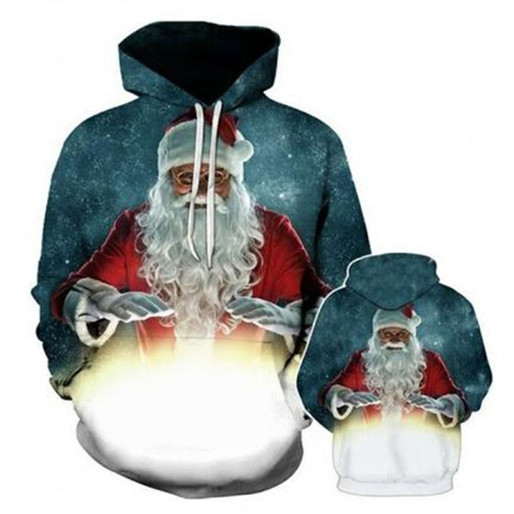 FUNSTUFFPRINT 3D Santa Christmas All Over 3D Hoodie and Zip Hoodie