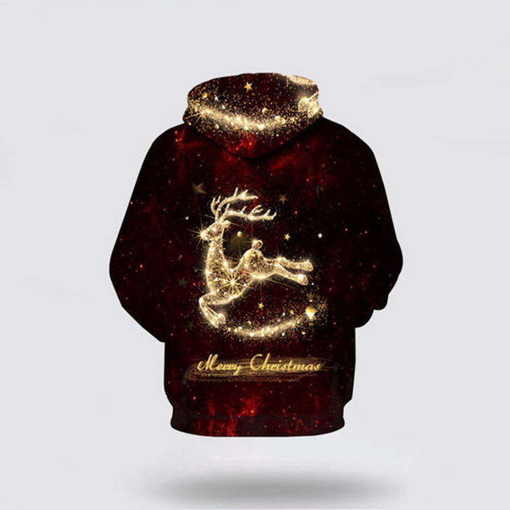 FUNSTUFFPRINT 3D Multi Reindeer Christmas All Over 3D Hoodie and Zip Hoodie