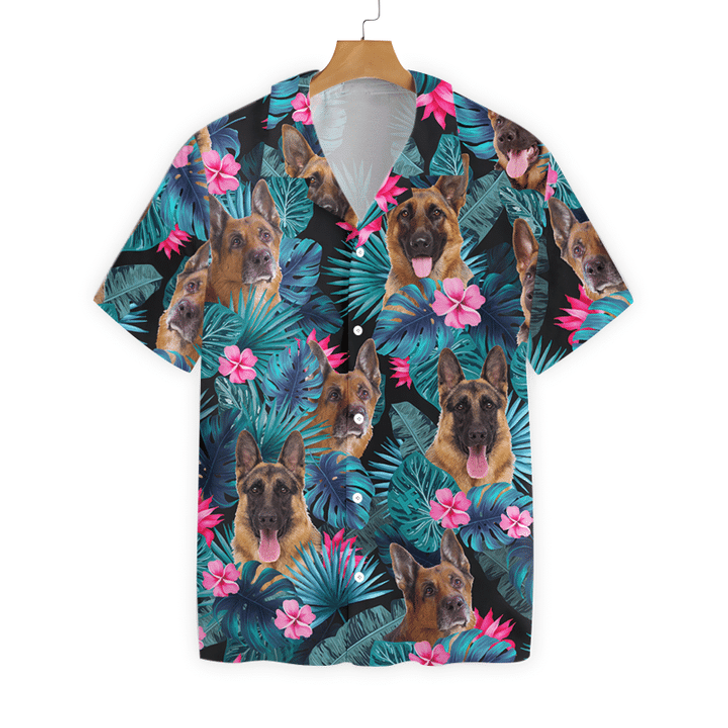 Tropical German Shepherd Dog Pattern Hawaiian Shirt