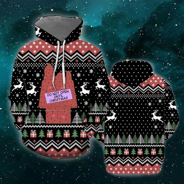 FUNSTUFFPRINT 3D Do Not Open Until Christmas All Over 3D Hoodie and Zip Hoodie