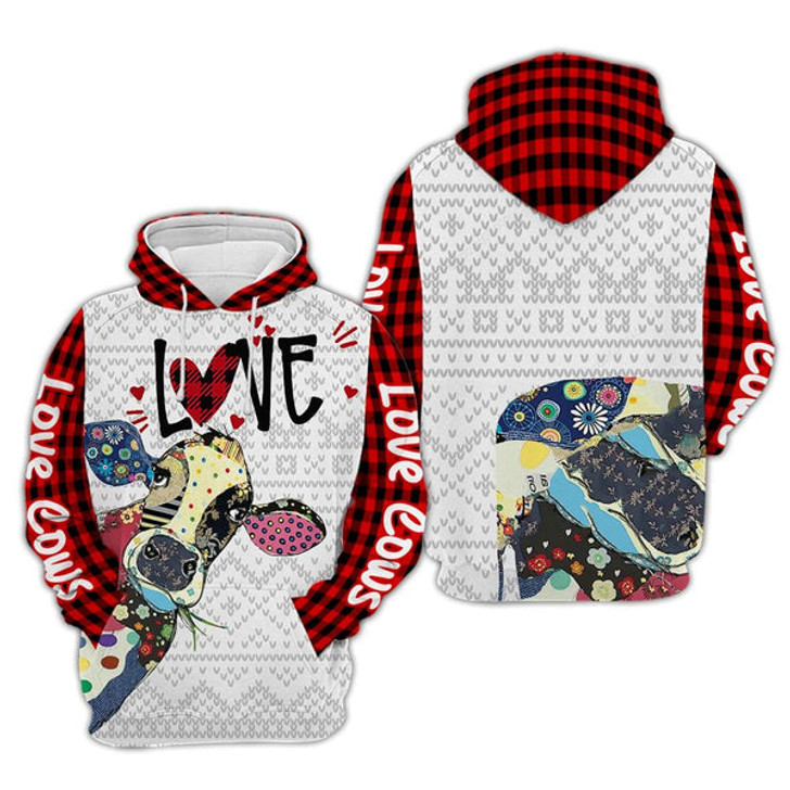FUNSTUFFPRINT 3D Cow Scottish Christmas Pattern All Over 3D Hoodie and Zip Hoodie