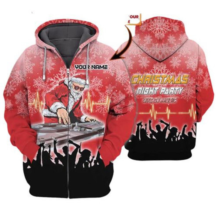 FUNSTUFFPRINT 3D Christmas Night Party Live Dj Music All Over 3D Hoodie and Zip Hoodie