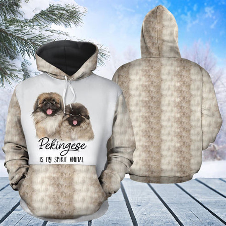 FUNSTUFFPRINT 3D Pekingese My Spirit Animal All Over 3D Hoodie and Zip Hoodie