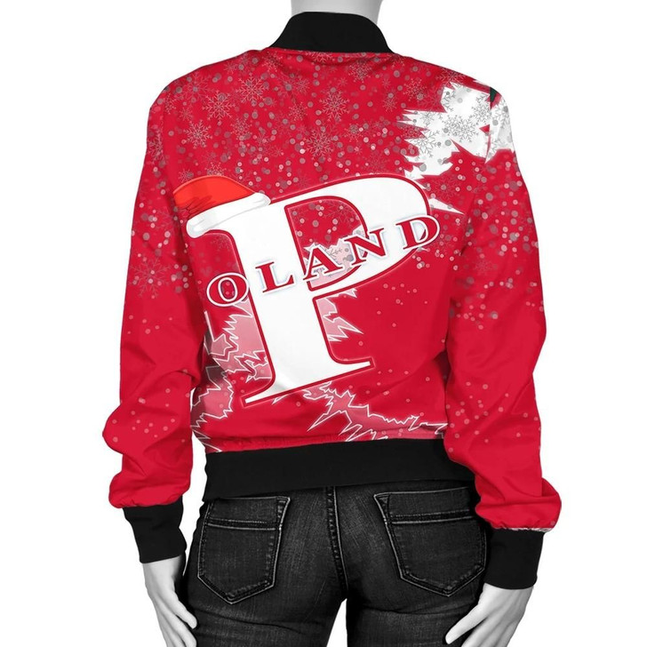 FUNSTUFFPRINTINT Poland Christmas Coat Of Arms Women Bomber Jacket X Style J78 3D Bomber Jacket