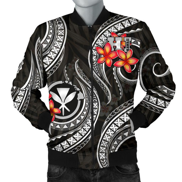 FUNSTUFFPRINTINT Polynesian Hawaii Men Bomber Jacket – Black Plumeria – BN11  3D Bomber Jacket