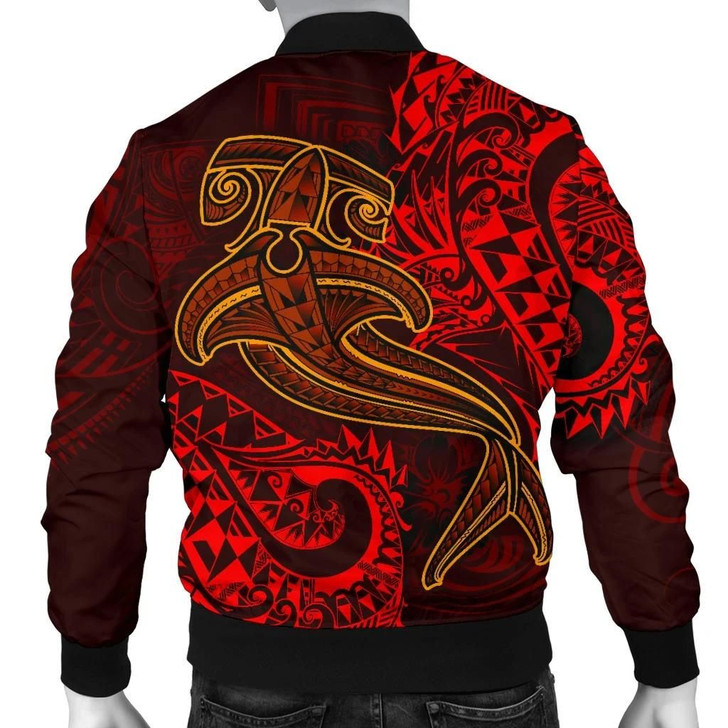 FUNSTUFFPRINTINT Polynesian Men’s Bomber Jacket – Red Shark Polynesian Tattoo – BN18 3D Bomber Jacket
