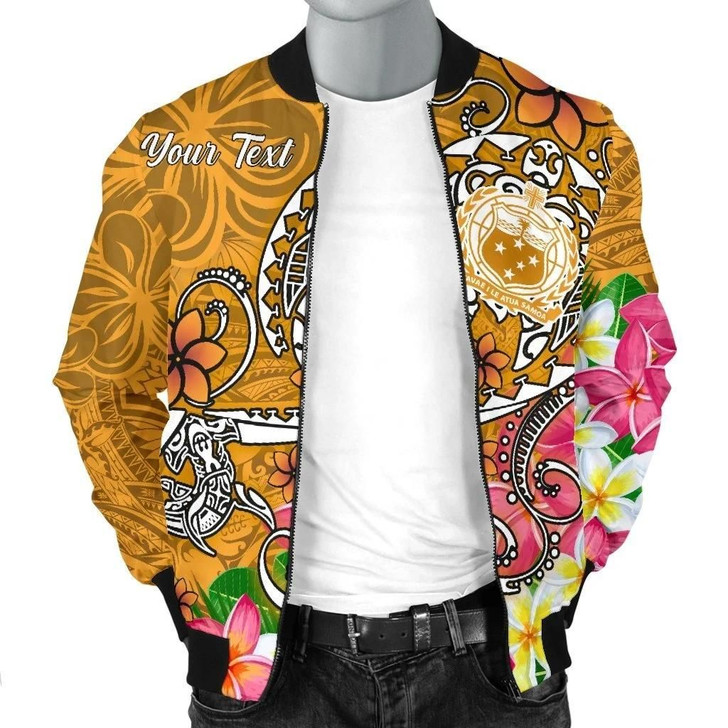 FUNSTUFFPRINTINT  Samoa Custom Personalised Men’s Bomber Jacket – Turtle Plumeria (Gold) – BN18  3D Bomber Jacket