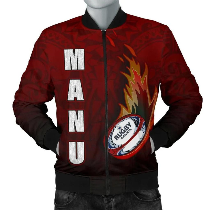 FUNSTUFFPRINTINT  Samoa Men’s Bomber Jacket – Manu Rugby Fire – BN09 3D Bomber Jacket