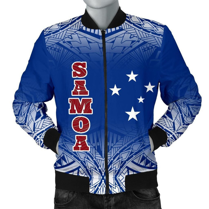 FUNSTUFFPRINTINT  Samoa Men’s Bomber Jacket – Polynesian Fog Blue – BN09 3D Bomber Jacket