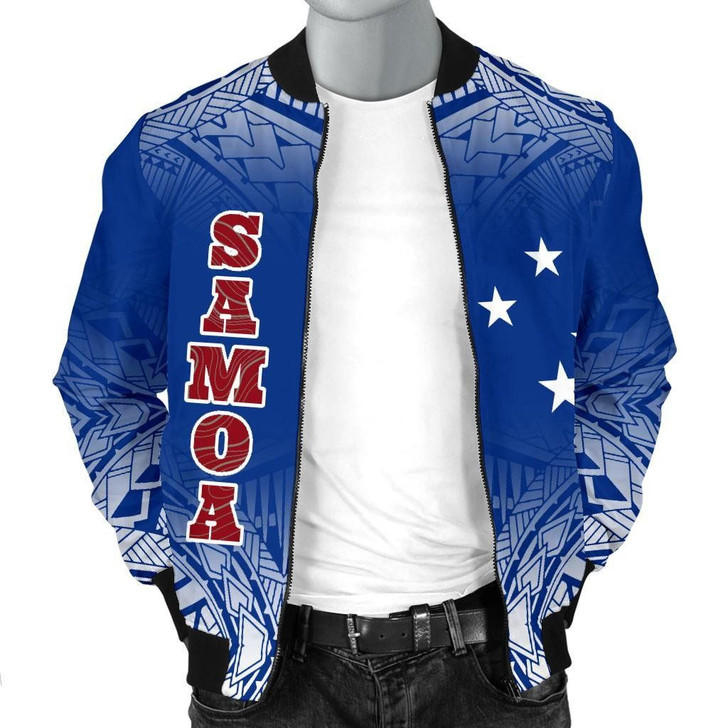 FUNSTUFFPRINTINT  Samoa Men’s Bomber Jacket – Polynesian Fog Blue – BN09 3D Bomber Jacket