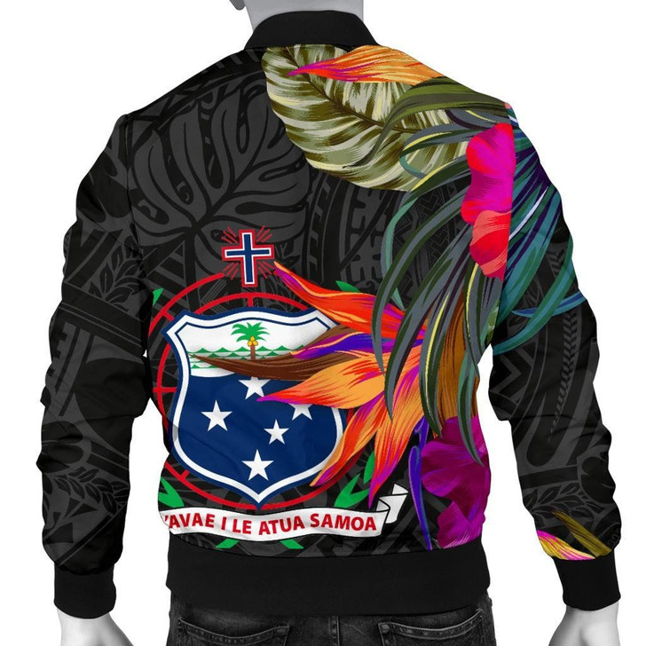 FUNSTUFFPRINTINT  Samoa Men’s Bomber Jacket – Polynesian Hibiscus Pattern – BN39 3D Bomber Jacket