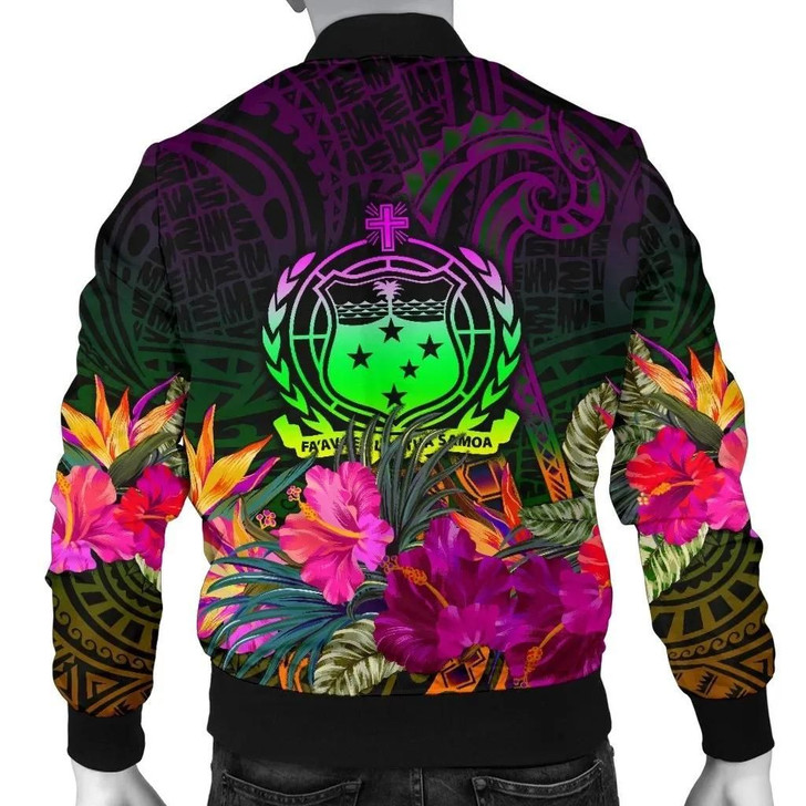 FUNSTUFFPRINTINT  Samoa Personalised Men’s Bomber Jacket – Summer Hibiscus – BN15 3D Bomber Jacket