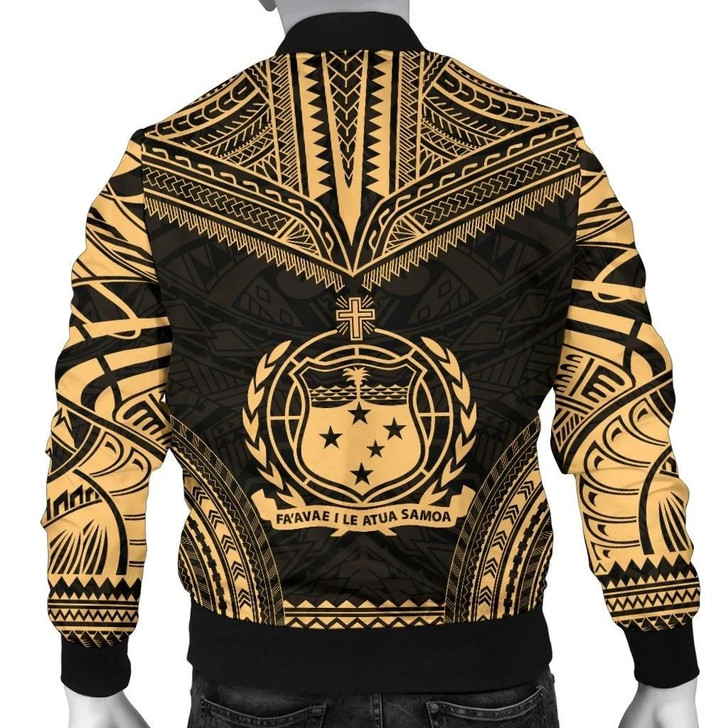FUNSTUFFPRINTINT  Samoa Polynesian Chief Men’s Bomber Jacket – Gold Version – Bn10 3D Bomber Jacket