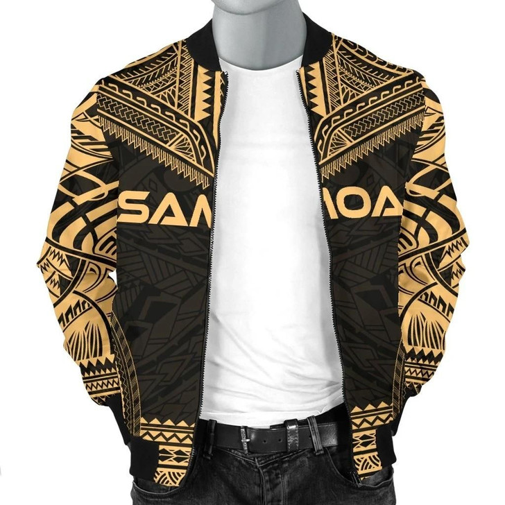 FUNSTUFFPRINTINT  Samoa Polynesian Chief Men’s Bomber Jacket – Gold Version – Bn10 3D Bomber Jacket
