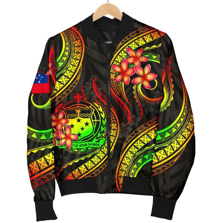 FUNSTUFFPRINTINT  Samoa Polynesian Men Bomber Jacket – Reggae Plumeria – BN11 3D Bomber Jacket