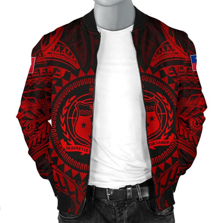 FUNSTUFFPRINTINT  Samoa Polynesian Men’s Bomber Jacket – Samoa Red Seal – BN18 3D Bomber Jacket