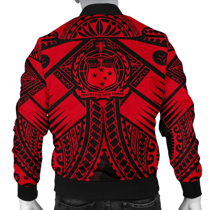 FUNSTUFFPRINTINT  Samoa Polynesian Men’s Bomber Jacket – Samoa Red Seal with Polynesian Tattoo – BN18 3D Bomber Jacket