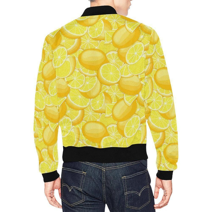 FUNSTUFFPRINTINT  Slice Lemon Pattern Print Mens 3D Bomber Jacket