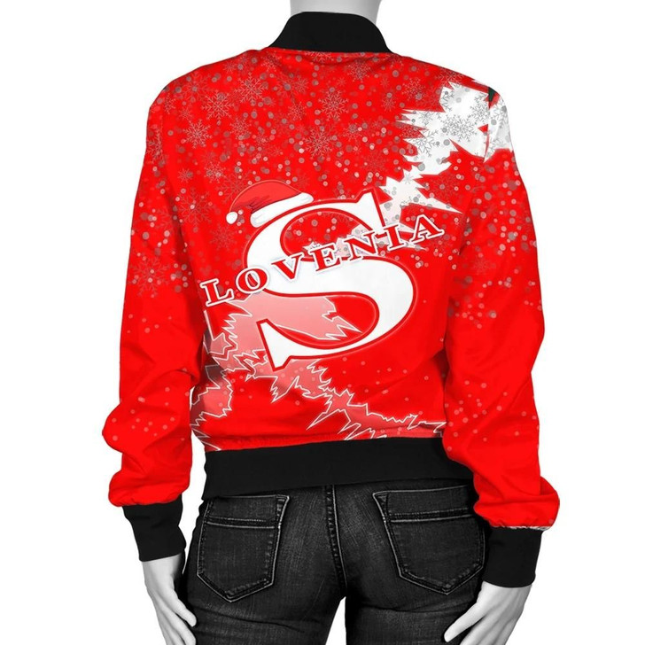 FUNSTUFFPRINTINT  Slovenia Christmas Coat Of Arms Women Bomber Jacket X Style J78 3D Bomber Jacket