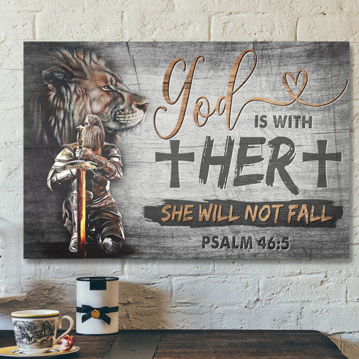 Woman Warrior - God Is With Her - Bible Verse Canvas - Scripture Canvas Wall Art