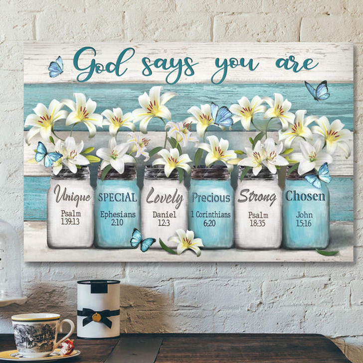Lily Flower - God Says You Are Canvas Wall Art - Bible Verse Canvas - Scripture Canvas Wall Art