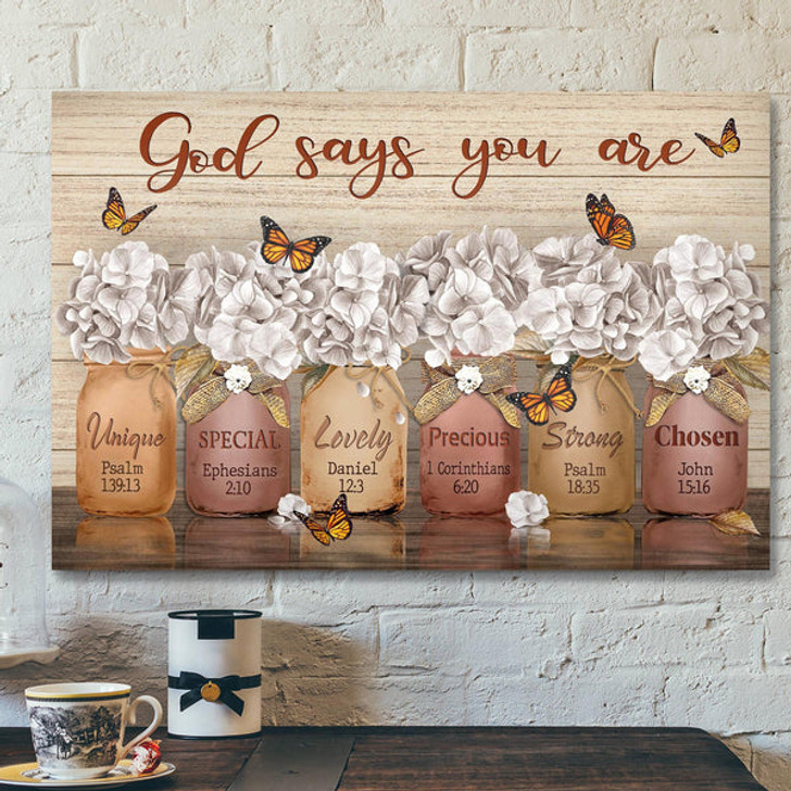 Beautiful Flower - God Says You Are Canvas Wall Art - Bible Verse Canvas - Scripture Canvas Wall Art