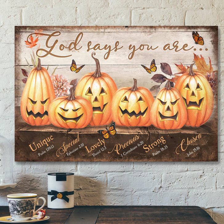 Pumpkin - God Says You Are Canvas Wall Art - Bible Verse Canvas - Scripture Canvas Wall Art