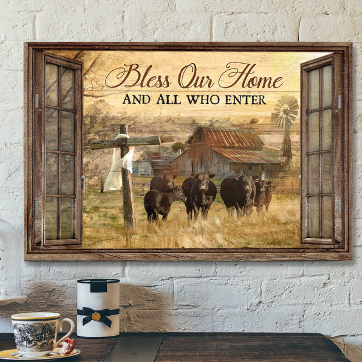 Window Barn And Tranquil Farm - Bless On Home Who Are Enter Canvas Wall Art - Bible Verse Canvas - Scripture Canvas Wall Art