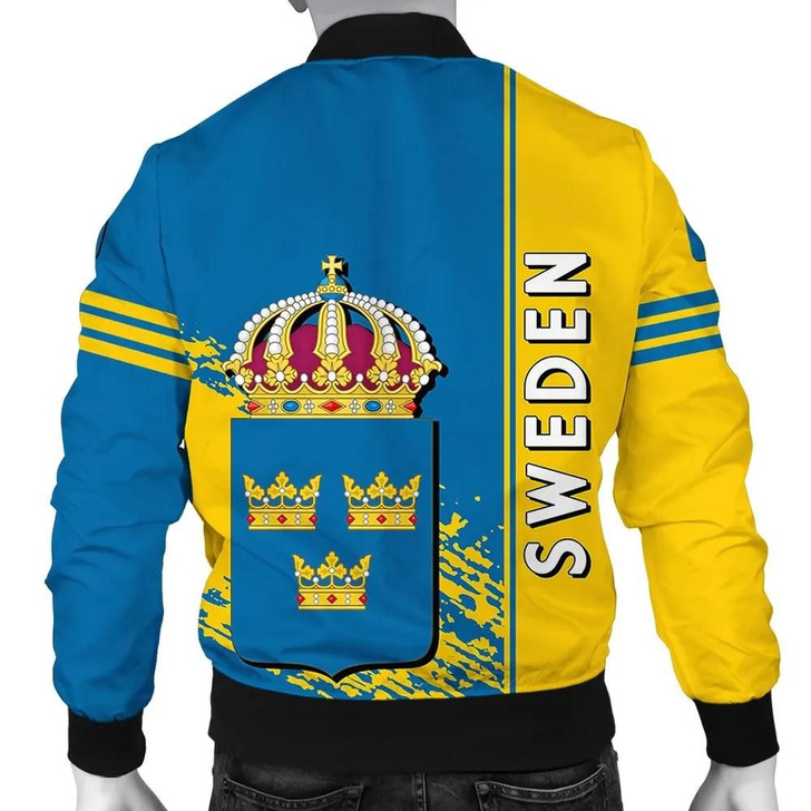 FUNSTUFFPRINTINT Sweden Coat Of Arms Men Bomber Jacket Quarter Style J71 3D Bomber Jacket