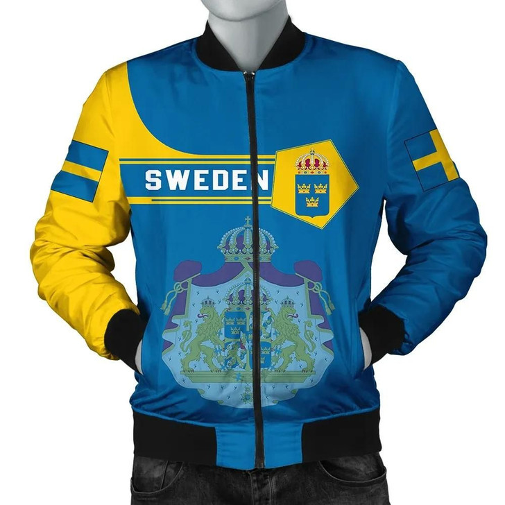 FUNSTUFFPRINTINT Sweden Coat Of Arms Men Bomber Jacket Simple Style J78 3D Bomber Jacket