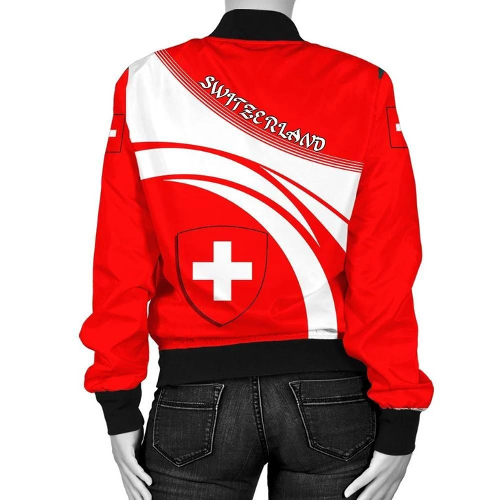 FUNSTUFFPRINTINT Switzerland Coat Of Arms Women Bomber Jacket Cricket 3D Bomber Jacket