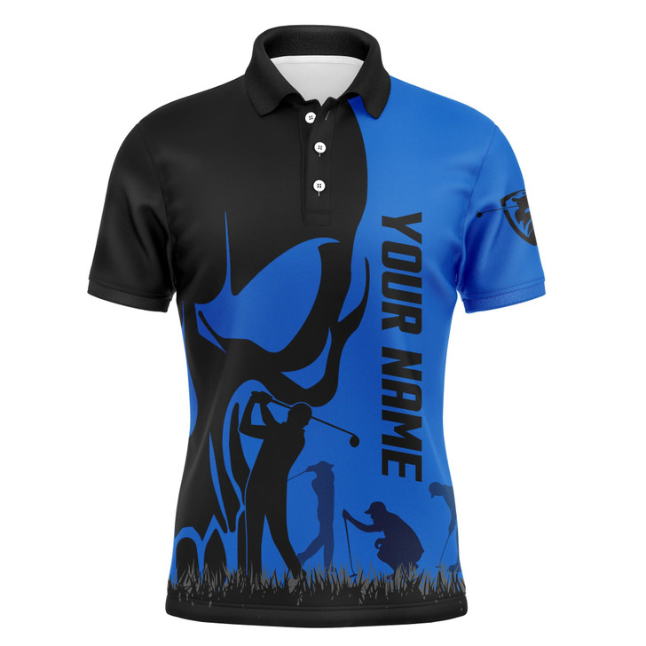 Custom Golf Men Polo Shirt, Custom Name Skull Golf Ball Skin Apparel - Personalized Sports Gift For Men, Husband, Boyfriend, Golf Lovers