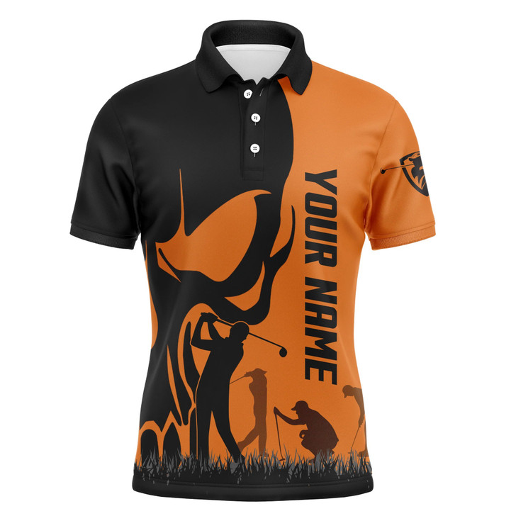 Custom Golf Men Polo Shirt, Custom Name Skull Golf Ball Skin Apparel - Personalized Sports Gift For Men, Husband, Boyfriend, Golf Lovers