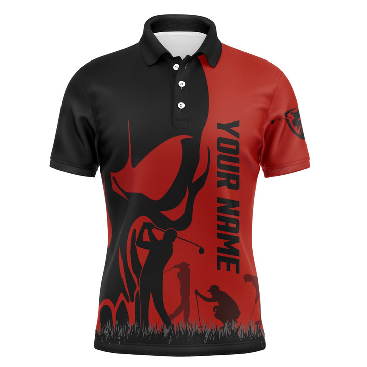 Custom Golf Men Polo Shirt, Custom Name Skull Golf Ball Skin Apparel - Personalized Sports Gift For Men, Husband, Boyfriend, Golf Lovers