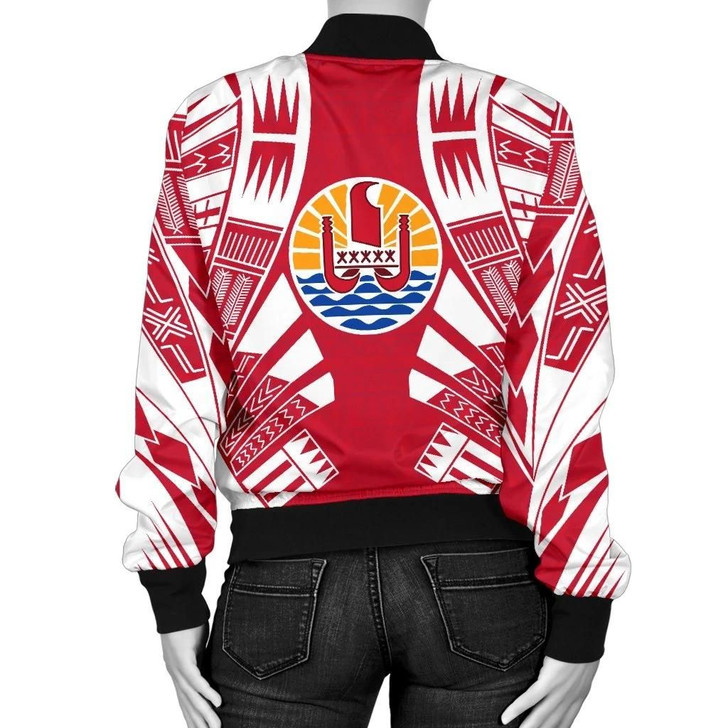 FUNSTUFFPRINTINT Tahiti Women Bomber Jacket – Polynesian Tattoo Flag – BN0110 3D Bomber Jacket