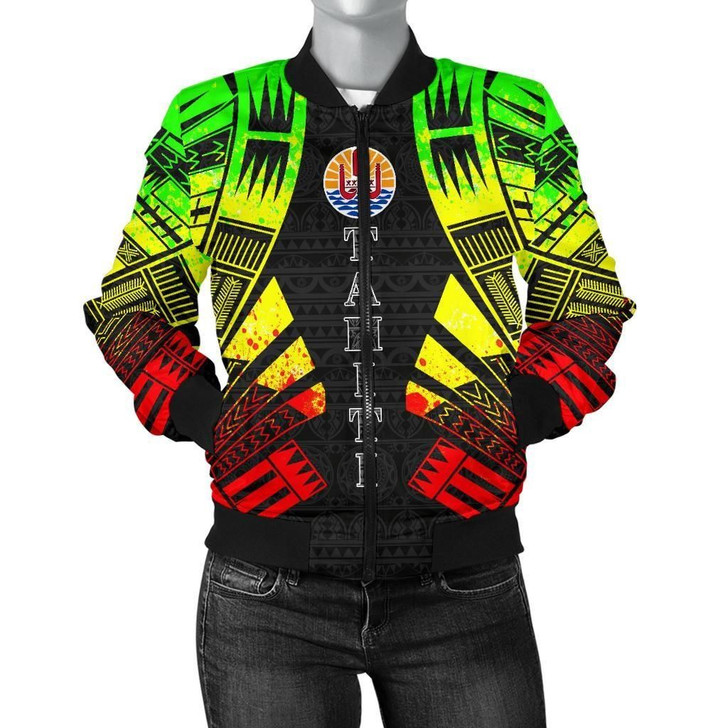 FUNSTUFFPRINTINT Tahiti Women Bomber Jacket – Polynesian Tattoo Reggae – BN0110 3D Bomber Jacket
