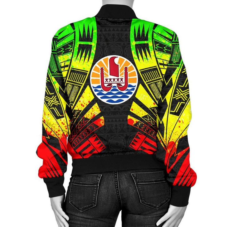 FUNSTUFFPRINTINT Tahiti Women Bomber Jacket – Polynesian Tattoo Reggae – BN0110 3D Bomber Jacket